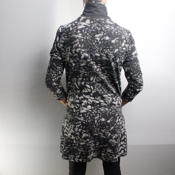 Leopard Pattern Cardigan Jacket Lined Size S Black/White - Picture 4 of 8